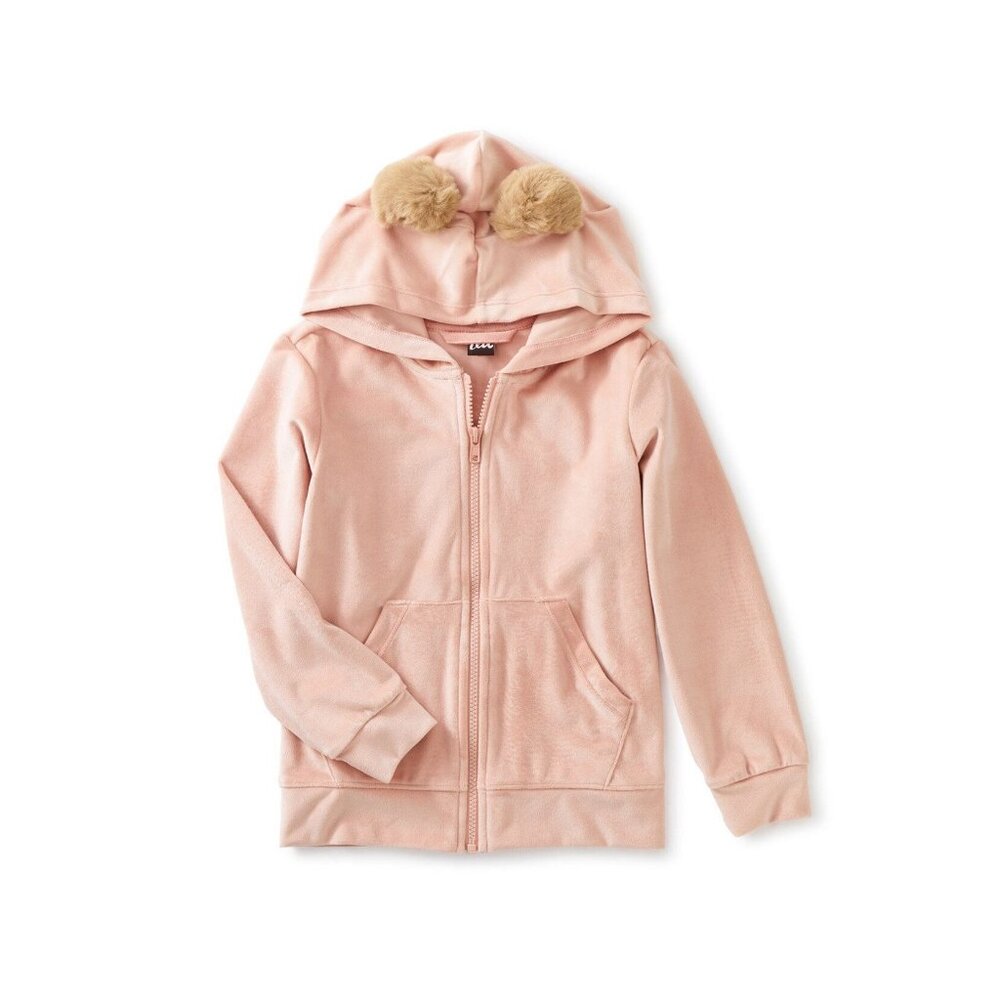 NWT Tea All Ears Velour Hoodie Dusty Coral Pink Size 2